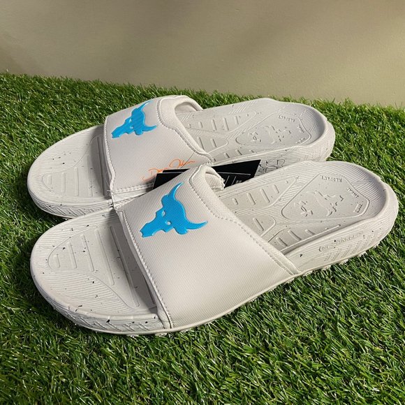 Under Armour Project Rock 3 Grey Surf Charged Slides Sandels Mens 12 3026034-101 main image 5